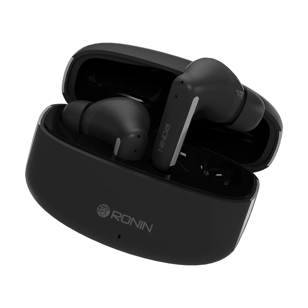 Ronin R-140 ANC & ENC Earbuds, 500mAh Battery with AI Voice Assistant, Gaming Mode, High-Performance Quad Mic Setup Ronin R-140 ANC & ENC Earbuds, 500mAh Battery with AI Voice Assistant, Gaming Mode, High-Performance Quad Mic Setup
